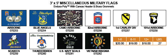 <big>Miscellaneous Military Flags</font></big>