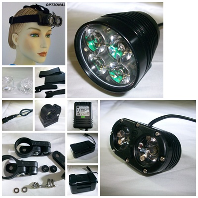 800L or 1200L headlight with 400L helmet mounted light