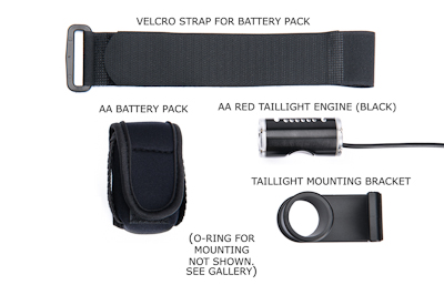 DiNotte AA Powered Taillight 140R-AA o-ring mount