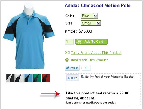 Visitors click the Like button to get the discount.