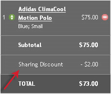 The Like discount is added to the cart automatically.