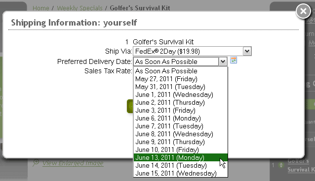 preferred delivery date options