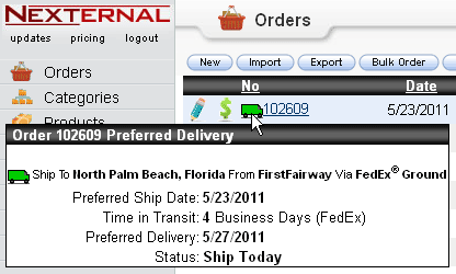 ship date screen shot