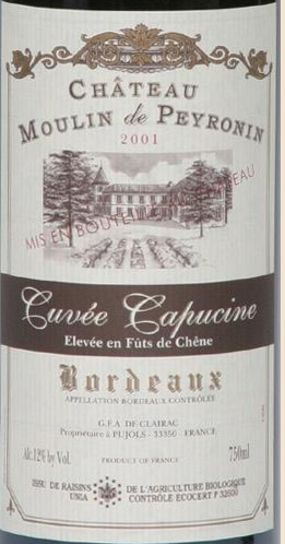 2003 <br>Bordeaux <br>Ch�teau Moulin de Peyronin<br><br><font color=red>Cuv�e Capucine