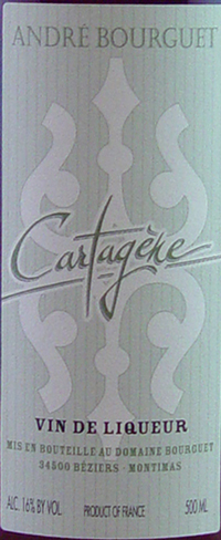 Cartag�ne<br>Andr� Bourguet<br>Dessert Wine<br>500ml<br><br> No Sulfites Added!