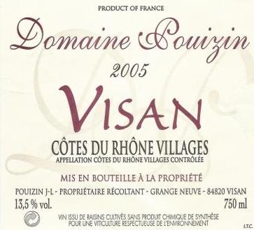 2005 <br>Côtes-du-Rhône Villages <br>Domaine Pouizin<br><br><font color=red>Seductive!</font>