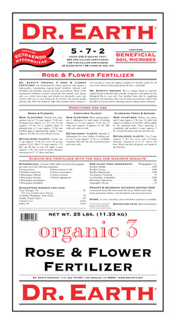 25lb Dr Earth Organic 3 Rose & Flower Fertilizer 5-7-2