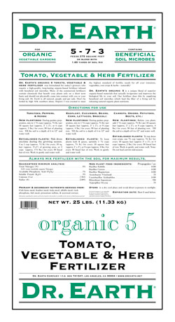 25lb Dr Earth Organic 5 Tomato, Vegetable & Herb Fertilzer