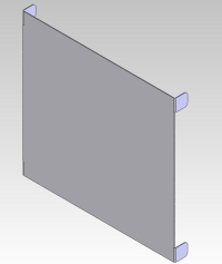 CAGE LABEL PLATE, ELECTRO GALVANNEALED STEEL 24 GA X 5-3/4 X 6.189 WITH TABS AT CORNERS.