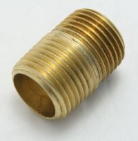 Brass Close Nipple 1-1/8" Long 1/2" Male Pipe Thread