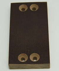 Chipout, Steel Hole Saw Machine Chipout & Clamp Pad, Hinge Side,1/2X 2-1/2X5 Natural Canvas Phenolic
