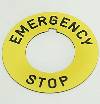 Circular Legends For Emergency Stop Mushroom Heads,Yellow Background,60mm Dia.