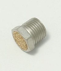 Air, Muffler, 1/8 NPT Thread, 7/16" Overall Length, 7/16" Hex Head Breather Vent Bronze Screen, BV-1