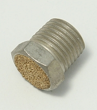 Air, Muffler, 1/4 NPT Thread, 5/8" Overall Length, 9/16" Hex Head Breather Vent Bronze Screen, BV-2