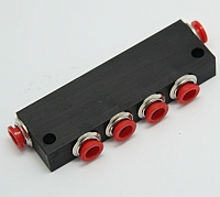 Air, Manifold, Poly-Matic, 1/4" tube O.D, Working Pressure 27 Hg to 250 PSI, 6 Hole, #54044