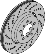 E46 M3 and MZ4 Rear Euro Cross-Drilled Brake Rotors (L&R Pair), BMW p/n 34 21 2 282 303 and 304