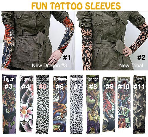 tattoo sleeves flowers. FS101, Fun Stretch Sleeves